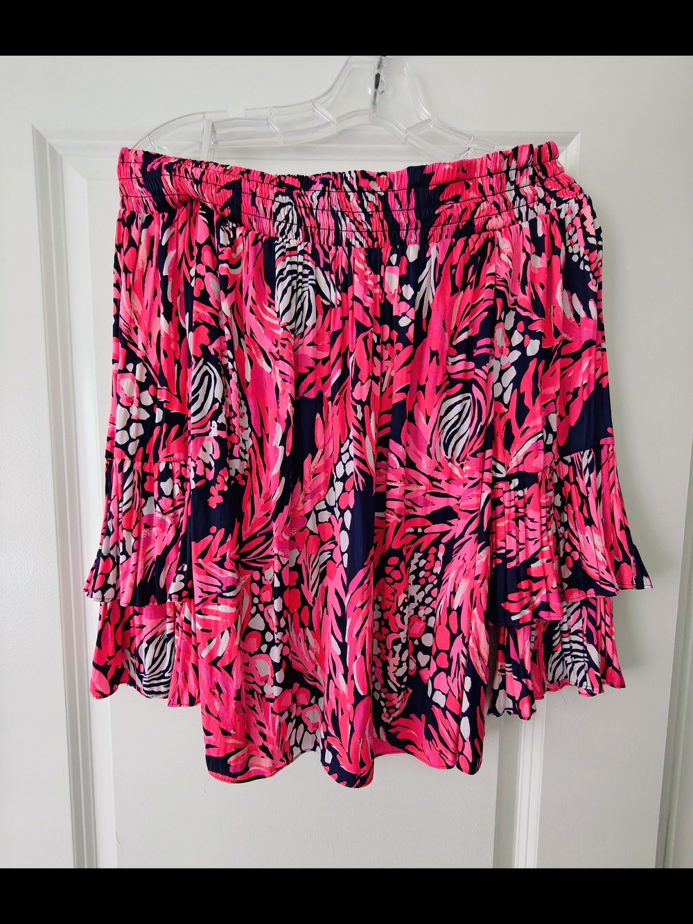 Lilly Pulitzer Hot Pink & Navy Floral Off Shoulder Blouse